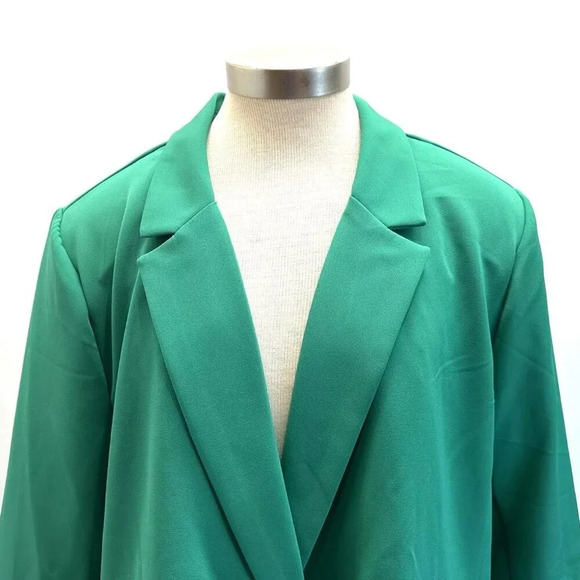NWT INTEMPO Women Long Sleeve One Button Lined Green Blazer Jacket Plus Size 3X - Picture 4 of 14